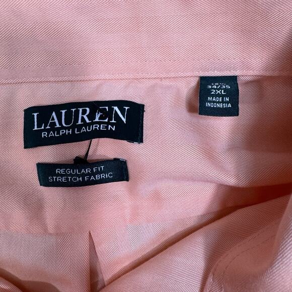Lauren Ralph Lauren‎ Men's 2XL Orange Striped Button Up Long Sleeve Dress Shirt - Picture 4 of 6